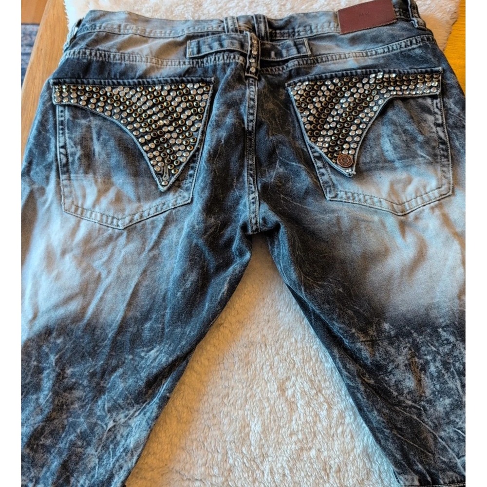 Original American Denim‎ M-X  Jean Long Flap Pockets 38 X 34 Distressed Moto